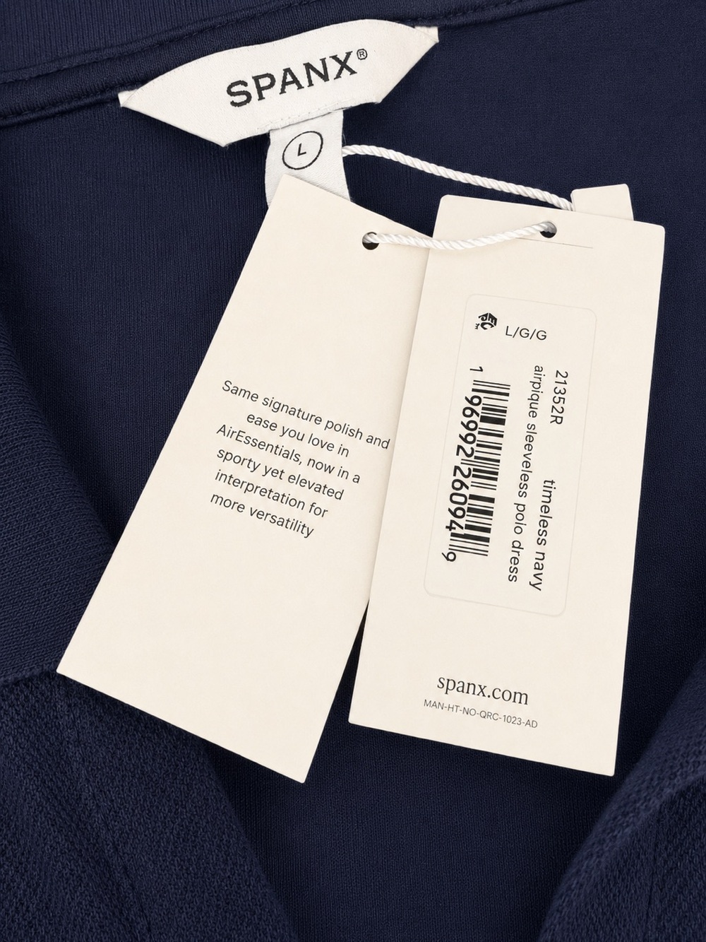 NWT SPANX AirPiqué Sleeveless Polo Dress Timeless Navy Large Pockets Golf Tennis - Picture 9 of 9